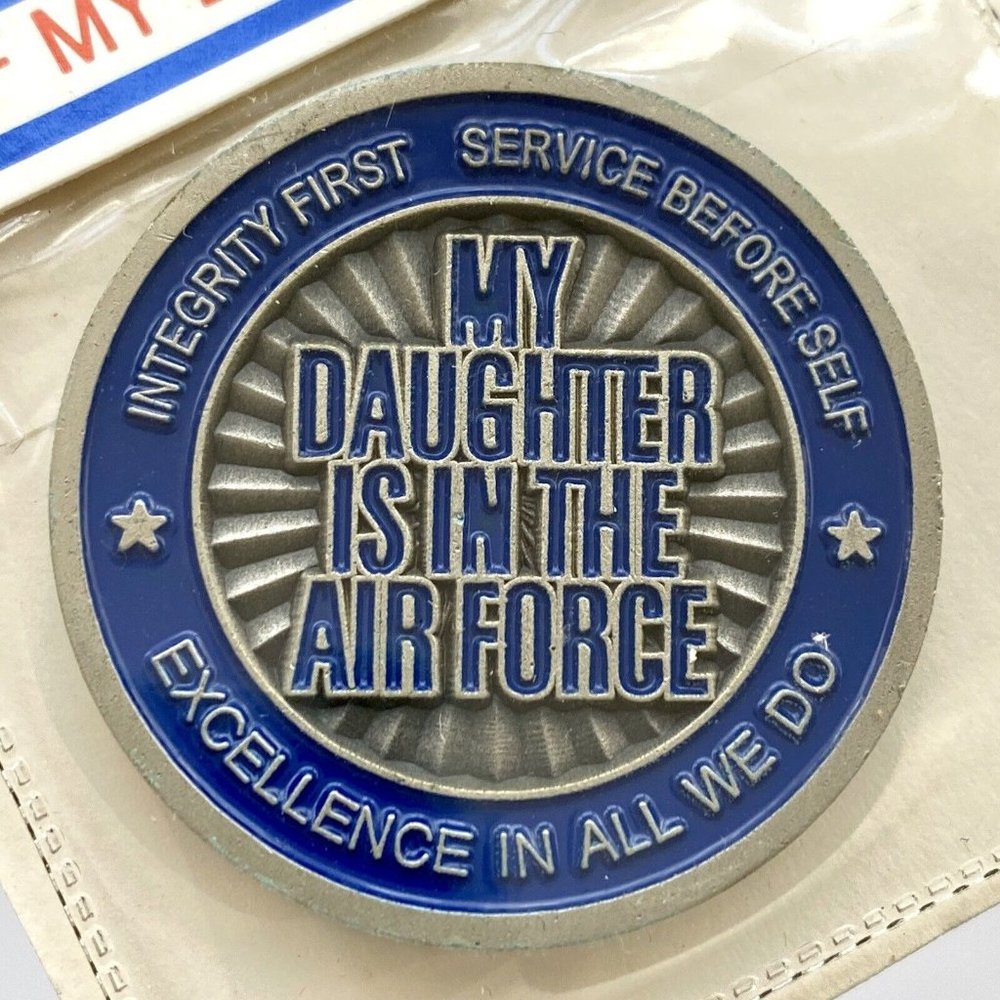 My Daughter Is In The Air Force Full Color Enamel Challenge Coin & Plastic Case